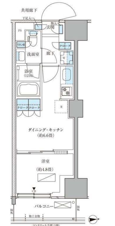 パークアクシス品川天王洲アイル　422号室　間取り