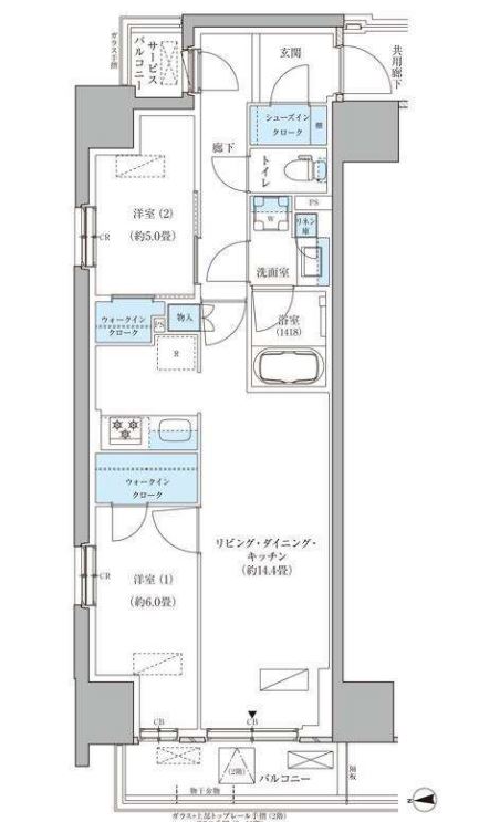 パークアクシス品川天王洲アイル　401号室　間取り