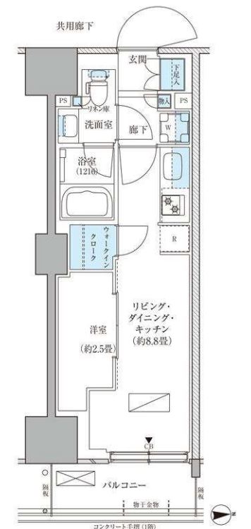 パークアクシス品川天王洲アイル　421号室　間取り