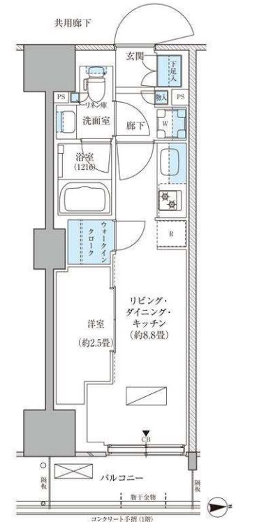 パークアクシス品川天王洲アイル　621号室　間取り