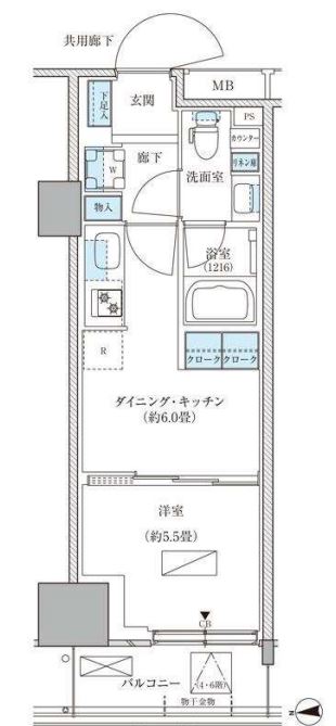 パークアクシス品川天王洲アイル　615号室　間取り