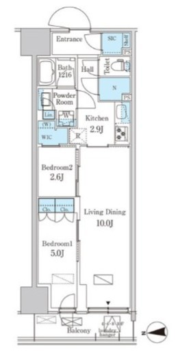 パークアクシス品川天王洲アイル　1004号室　間取り
