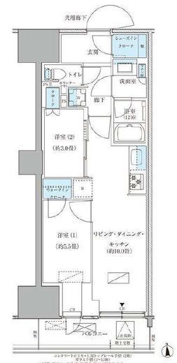 パークアクシス品川天王洲アイル　1007号室　間取り