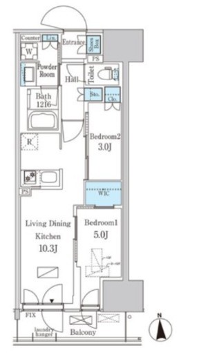 パークアクシス品川天王洲アイル　1008号室　間取り