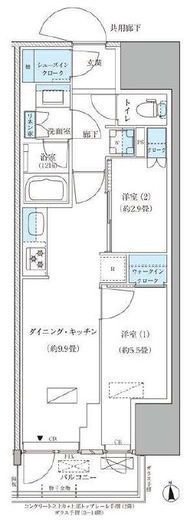 パークアクシス品川天王洲アイル　1013号室　間取り