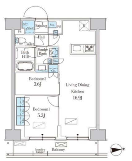 パークアクシス品川天王洲アイル　1114号室　間取り