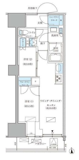 パークアクシス品川天王洲アイル　1204号室　間取り