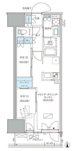 パークアクシス品川天王洲アイル　1209号室　間取り