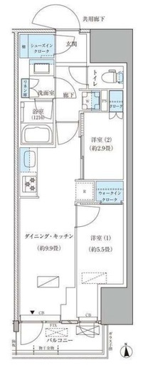 パークアクシス品川天王洲アイル　1210号室　間取り