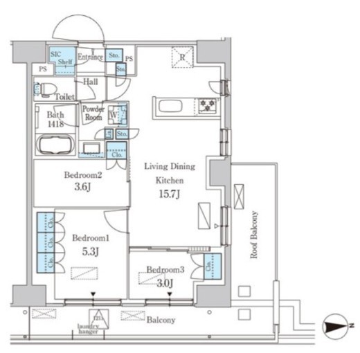 パークアクシス品川天王洲アイル　1211号室　間取り