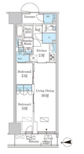 パークアクシス品川天王洲アイル　304号室　間取り