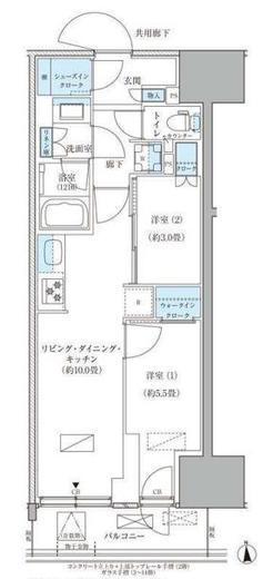 パークアクシス品川天王洲アイル　511号室　間取り