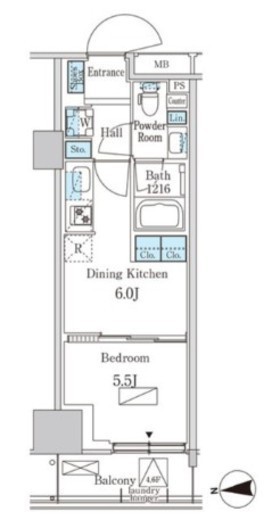 パークアクシス品川天王洲アイル　615号室　間取り