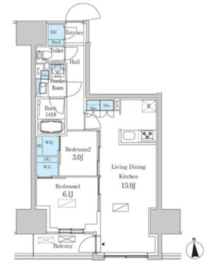 パークアクシス品川天王洲アイル　809号室　間取り