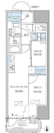 パークアクシス品川天王洲アイル　513号室　間取り