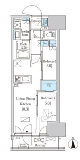 パークアクシス品川天王洲アイル　208号室　間取り