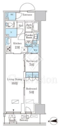 パークアクシス品川天王洲アイル　703号室　間取り