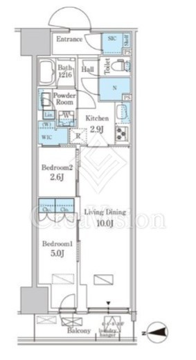 パークアクシス品川天王洲アイル　704号室　間取り
