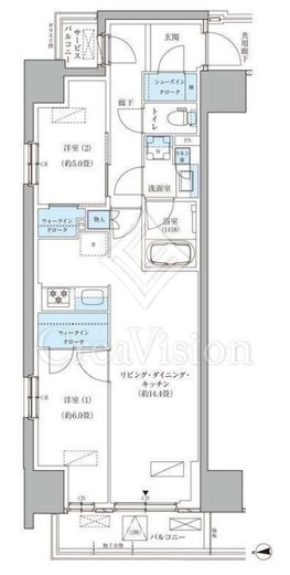パークアクシス品川天王洲アイル　701号室　間取り
