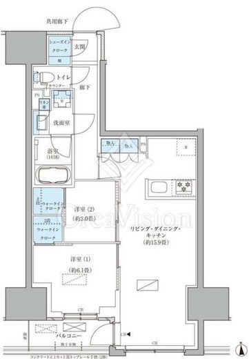 パークアクシス品川天王洲アイル　409号室　間取り