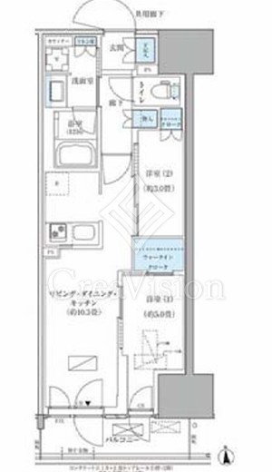 パークアクシス品川天王洲アイル　908号室　間取り