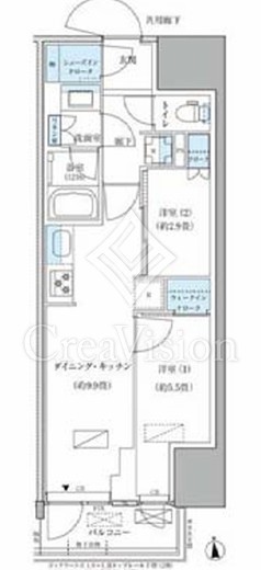 パークアクシス品川天王洲アイル　913号室　間取り
