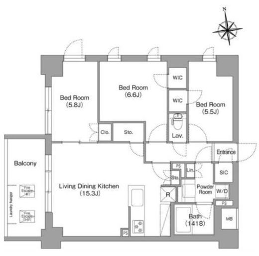 コンフォリア・リヴ西大島SOUTH　302号室　間取り