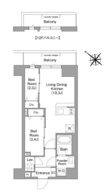 コンフォリア・リヴ豊洲キャナル　1007号室　間取り
