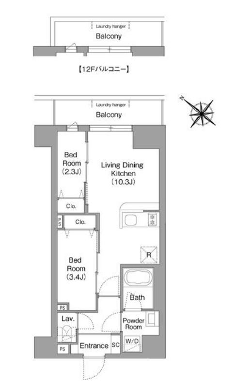 コンフォリア・リヴ豊洲キャナル　1205号室　間取り