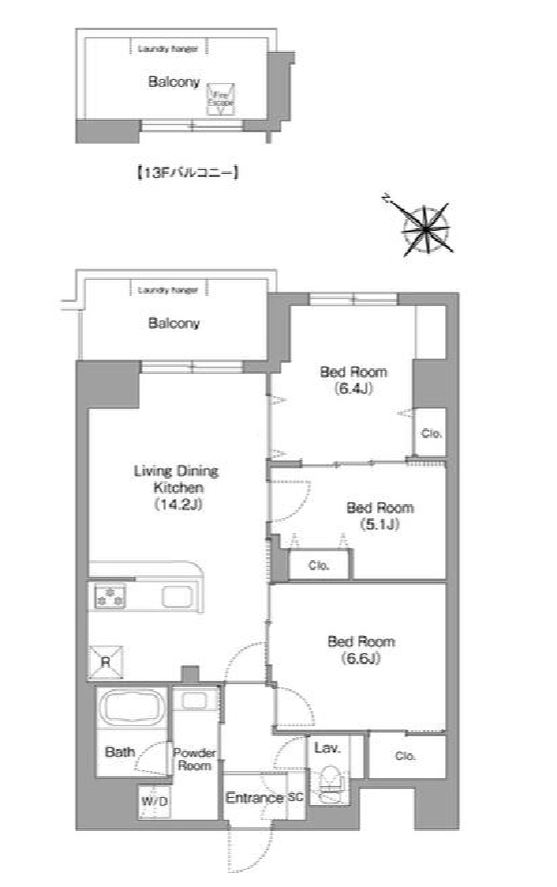 コンフォリア・リヴ豊洲キャナル　1207号室　間取り
