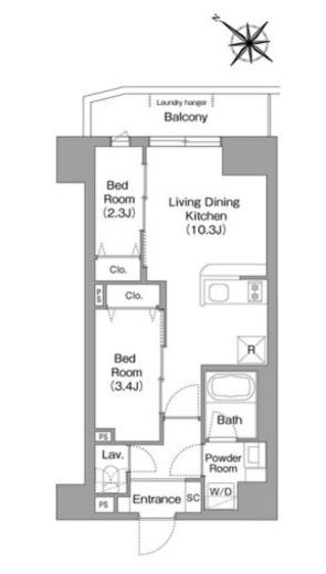 コンフォリア・リヴ豊洲キャナル　1006号室　間取り