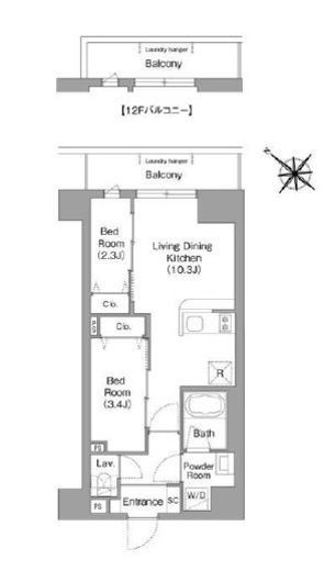 コンフォリア・リヴ豊洲キャナル　1205号室　間取り
