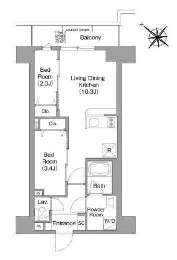 コンフォリア・リヴ豊洲キャナル　1206号室　間取り