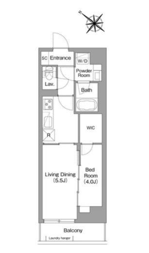 コンフォリア・リヴ豊洲キャナル　1302号室　間取り