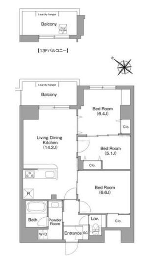 コンフォリア・リヴ豊洲キャナル　611号室　間取り