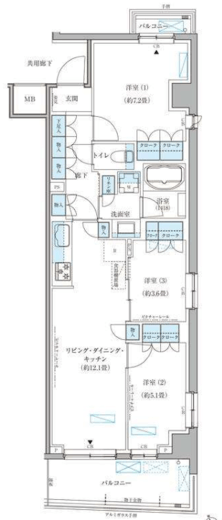 パークアクシス文京本郷　601号室　間取り
