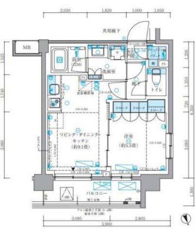 パークアクシス文京本郷　423号室　間取り