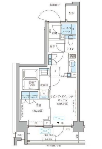 パークアクシス文京本郷　703号室　間取り