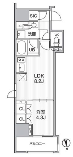 シーズンフラッツ新御徒町　401号室　間取り