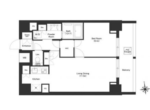 コンフォリア秋葉原ノース　1401号室　間取り