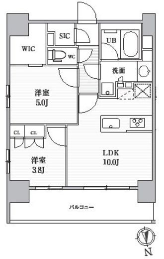 シーズンフラッツ上野稲荷町　1201号室　間取り