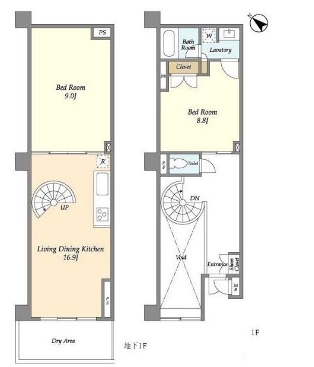 HF目黒行人坂レジデンス(旧フロンティアテラス目黒)　110号室　間取り