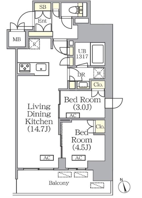 プライムガーデン銀座八丁堀　904号室　間取り