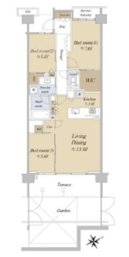 シティハウス吉祥寺北町　1F1号室　間取り