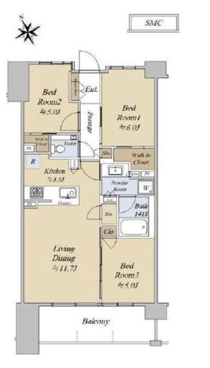シティハウス吉祥寺北町　3F1号室　間取り