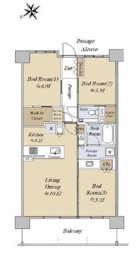 シティハウス吉祥寺北町　5F5号室　間取り