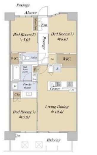 シティハウス吉祥寺北町　5F6号室　間取り