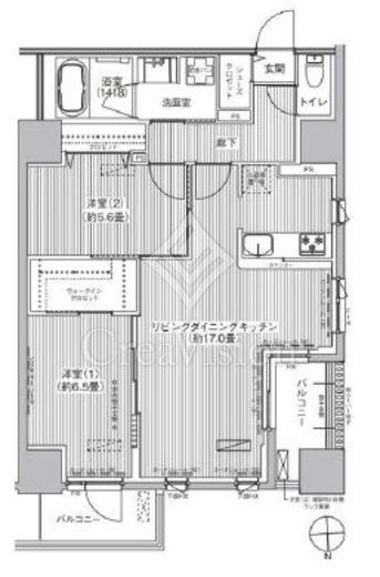 グランシャルール武蔵境　602号室　間取り