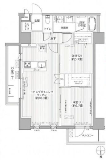 グランシャルール武蔵境　501号室　間取り