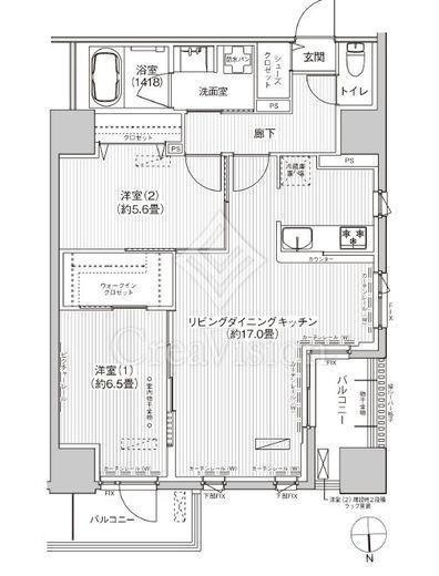 グランシャルール武蔵境　1002号室　間取り